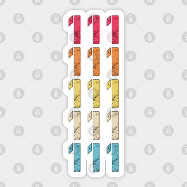 Repeating Numbers Three 111 Retro Vintage Distressed Sticker by Inspire Enclave